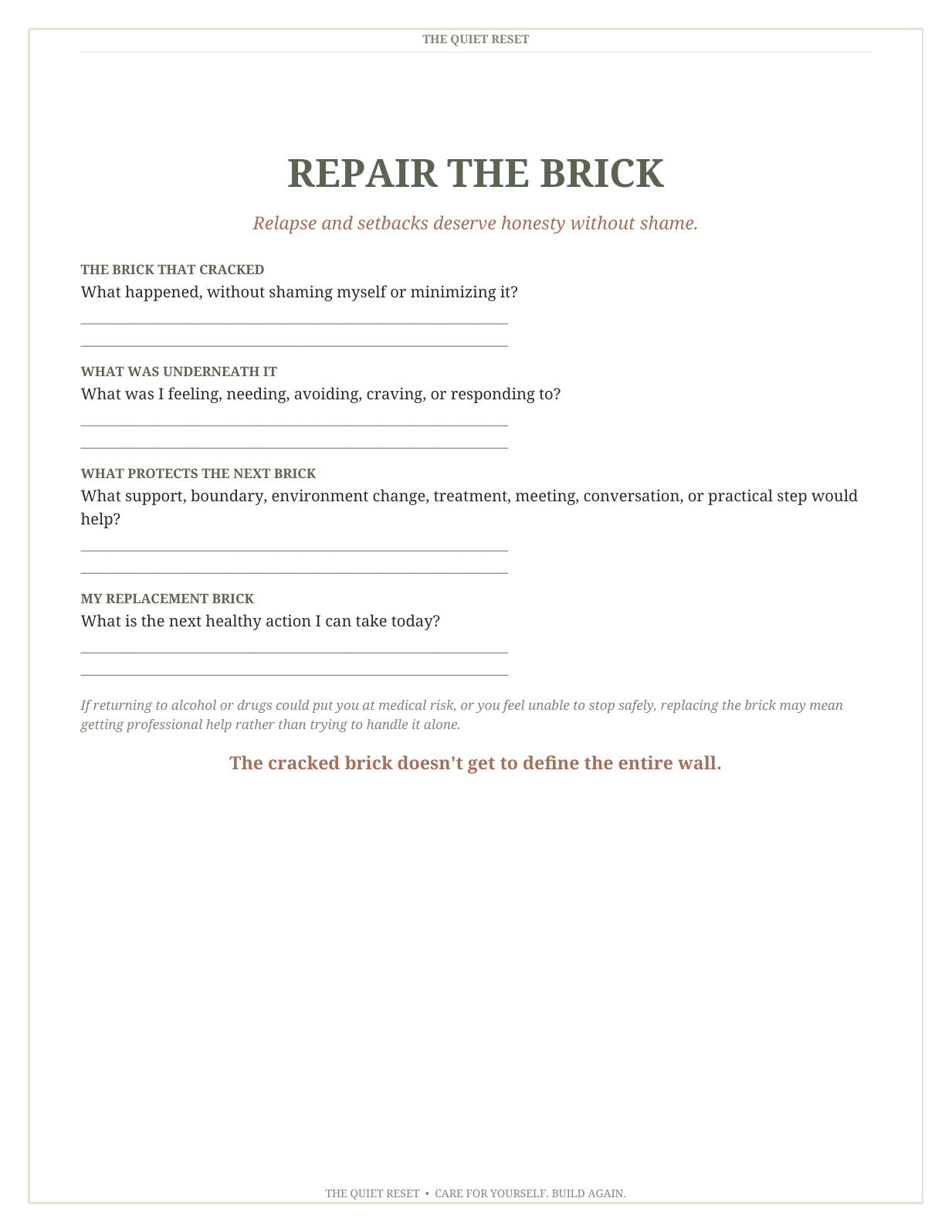 Repair the Brick relapse reflection