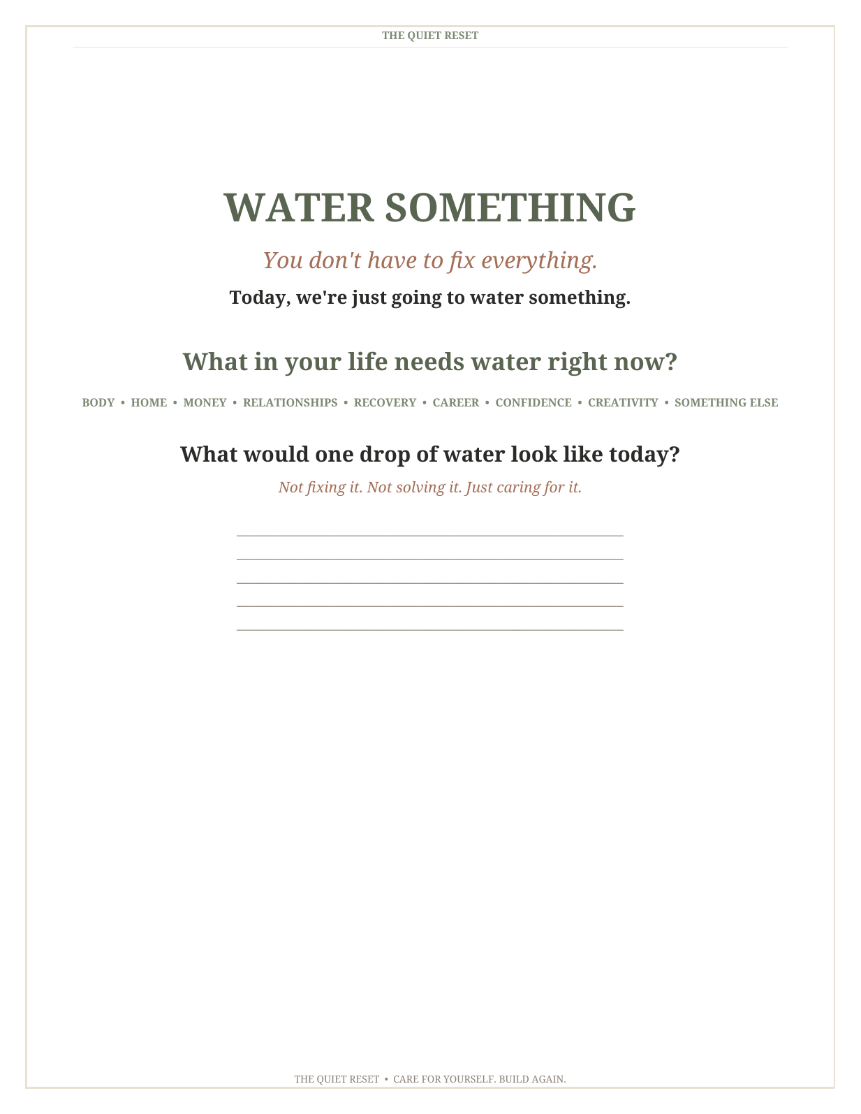 Water Something journal exercise